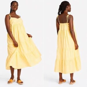 The Nines by HATCH Sleeveless Maternity Yellow Tiered Midi Maxi Dress XXL